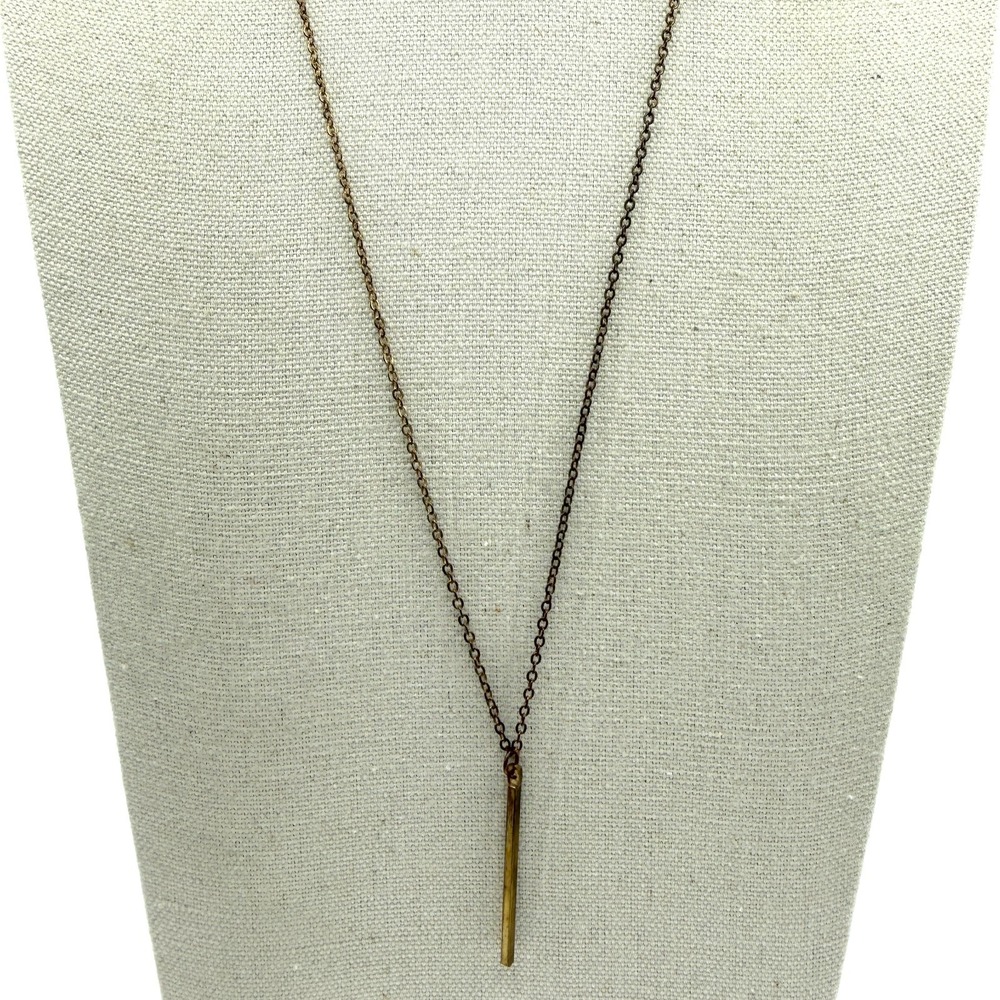 Minimalist Gold Tone Bar Pendant Necklace Essential Layering Dainty Jewelry Gift